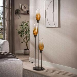 ZIJLSTRA Podna lampa Cocoon, staklo, jantar, s tri sjenila, E27, 168 cm, Naranča, Dnevni boravak/blagovaonica, Staklo