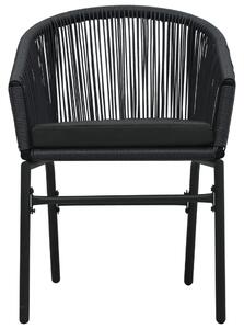 Vrtne stolice 2 kom crne PVC ratan