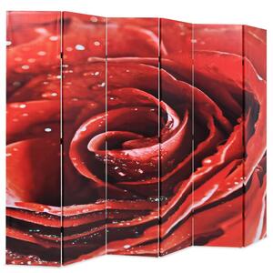 Sklopiva sobna pregrada sa slikom crvene ruže 228 x 170 cm