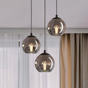 EGLO Suspenzijska lampa Ariscani, dimno siva, Ø 43 cm, 3 svjetla, staklo, E27, prigušiva, Crno, Dnevni boravak/blagovaonica, Staklo, Zavjese u paketu