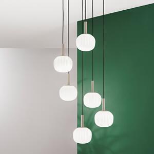 Luce Ambiente Design Stajna lampa Eris, duljina 51 cm, smeđa/bijela, metal/staklo, 6 svjetiljki, prigušiva, Smeđa / hrđa, Dnevni boravak/blagovaonica, Aluminij, Zavjese u paketu