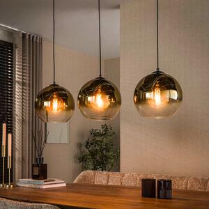 ZIJLSTRA Bubble viseća lampa, zlatna, staklena, s 3 žarulje, 115 cm, E27, prigušiva, Zlato / mjed, Dnevni boravak/blagovaonica, Staklo