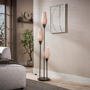 ZIJLSTRA Podna lampa Cocoon, staklo, mat smeđe, s tri sjenila, E27, 168 cm, Smeđa / hrđa, Dnevni boravak/blagovaonica, Staklo