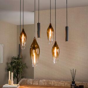 ZIJLSTRA Luster-lampa Cocoon, jantarna, staklo, 7 žarulja, E27, GU10, prigušiva, Naranča, Dnevni boravak/blagovaonica, Staklo