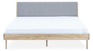 Sivo-prirodna boja tapecirani bračni krevet od hrastovine 180x200 cm Fawn - Gazzda