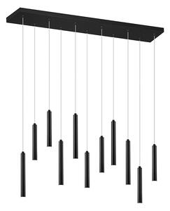 Viseća svjetiljka crna, uključujući LED svjetlo u 3 koraka, prigušivo 11 svjetala - cijevi