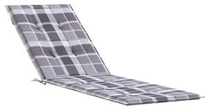 VidaXL Jastuk za ležaljku sivi karirani (75 + 105) x 50 x 4 cm
