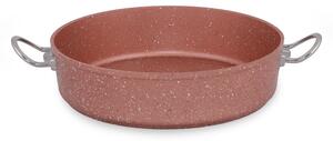 Ružičasti niski aluminijski lonac s poklopcem Güral Porselen Classic, ø 28 cm