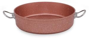Ružičasti niski aluminijski lonac s poklopcem Güral Porselen Classic, ø 30 cm