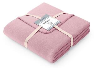 Puderasto ružičasta deka s dodatkom pamuka AmeliaHome Virkkuu, 150 x 200 cm