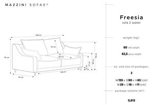 Svijetloplava baršunasta sofa Mazzini Sofas Freesia, 150 cm