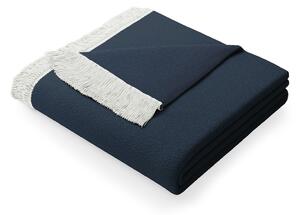 Tamnoplava deka s dodatkom pamuka AmeliaHome Franse, 150 x 200 cm