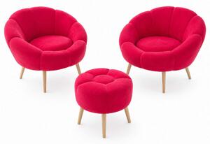 Fotelje (2 kom) sa tabureom Lidexa ST (fuchsia)