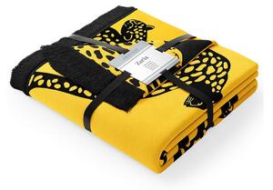 Žuto-crna deka s dodatkom pamuka AmeliaHome Cheetah, 150 x 200 cm