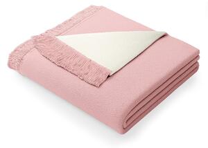 Puderasto ružičasta deka s dodatkom pamuka AmeliaHome Franse, 150 x 200 cm