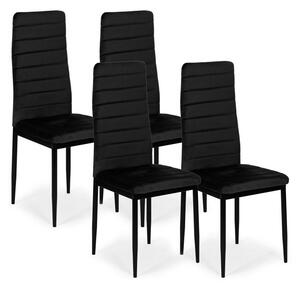 Set od 4 elegantne baršunaste stolice u crnoj boji