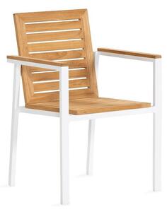 Vrtna stolica deNoord 26286x55x59cm, Svijetlo smeđa, Bijela, Metal, Drvo
