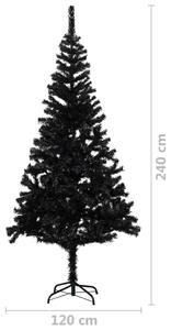 Umjetno božićno drvce s LED svjetlima i stalkom crno 240 cm PVC