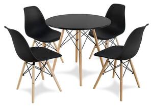 Set 4 stolica + stol - OSLO - Black
