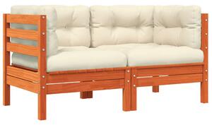 VidaXL Kutna vrtna sofa s jastucima 2 kom voštano smeđa od borovine