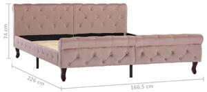 Okvir za krevet ružičasti baršunasti 160 x 200 cm