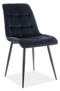 Stolica CHIC crne boje (tkanina Bluvel 19) - moderna, tapecirana, baršunasta, za dnevni boravak, blagovaonicu