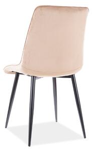 Stolica POSH bež boje (tkanina Bluvel 28) - moderna, tapecirana, baršunasta, za dnevni boravak, blagovaonicu