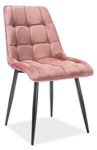 Stolica CHIC puderaste roze boje (tkanina Bluvel 52) - moderna, tapecirana, baršunasta, za dnevni boravak, blagovaonicu