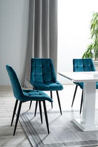 Stolica POSH tirkizne boje (tkanina Bluvel 85) - moderna, tapecirana, baršunasta, za dnevni boravak, blagovaonicu