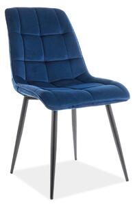 Stolica POSH tamnoplave boje (tkanina Bluvel 86) - moderna, tapecirana, baršunasta, za dnevni boravak, blagovaonicu
