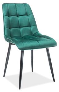 Stolica CHIC zelene boje (tkanina Bluvel 78) - moderna, tapecirana, baršunasta, za dnevni boravak, blagovaonicu