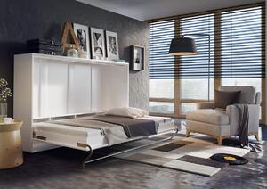 Zidni krevet Concept Pro Lenart AH110Jednostruki, Bijela, 90x200, Laminirani iveral, Basi a doghePodnice za krevet, 127x215x109cm