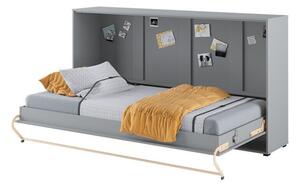 Zidni krevet Concept Pro Lenart AH110Jednostruki, Siva, 90x200, Laminirani iveral, Basi a doghePodnice za krevet, 127x215x109cm
