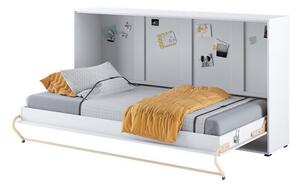 Zidni krevet Concept Pro Lenart AH110Jednostruki, Bijela, 90x200, Laminirani iveral, Basi a doghePodnice, 127x215x109cm
