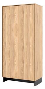 Ormar Fresno AL100Svijetlo drvo, Crna, 196x92x50cm, Porte guardarobaVrata ormari: Klasična vrata