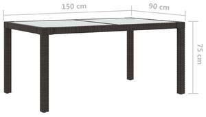 Vrtni stol 150x90x75 cm od kaljenog stakla i poliratana smeđi
