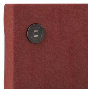 Dnevni ležaj s USB-om crvena boja vina od tkanine 90 x 200 cm