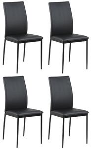Skup 4 x stolica DEMINA eko koža crna- - suvremene za dnevni boravak / blagovaonicu/ kuhinju / ured