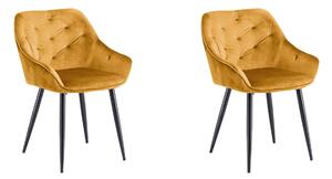Skup 2 x Stolica K487, boja senfa - suvremene, prošivene, glamour, za dnevni boravak, blagovaonicu, VELVET
