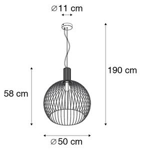 Dizajn okrugla viseća svjetiljka crna 50 cm - Wire Dos