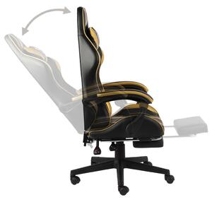 Igraća stolica od umjetne kože s osloncem za noge crno-zlatna