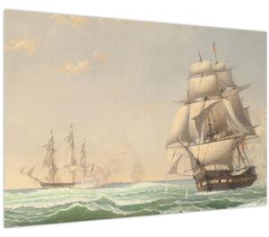 Slika - Fitz Henry Lane, The United States Frigate President Engaging the British Squadron, reprodukcije (90x60 cm)