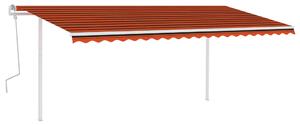 VidaXL Tenda na ručno uvlačenje sa stupovima 5x3,5 m narančasto-smeđa
