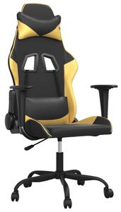 VidaXL Masažna igraća stolica crno-zlatna od umjetne kože