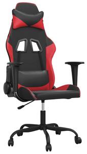 VidaXL Masažna igraća stolica crno-crvena od umjetne kože