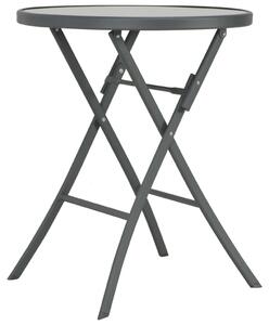 VidaXL Sklopivi bistro stol sivi 60 x 70 cm od stakla i čelika