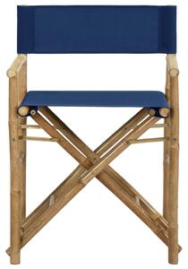 Sklopive redateljske stolice od bambusa i tkanine 2 kom plave