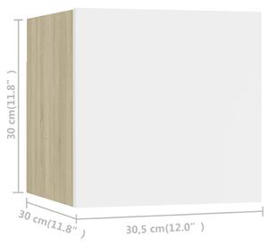 Zidni TV ormarići 8 kom bijeli i boja hrasta 30,5 x 30 x 30 cm