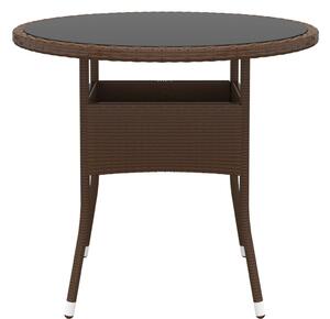 VidaXL Vrtni stol Ø 80 x 75 cm od kaljenog stakla i poliratana smeđi