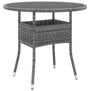VidaXL Vrtni stol Ø 80 x 75 cm od kaljenog stakla i poliratana sivi